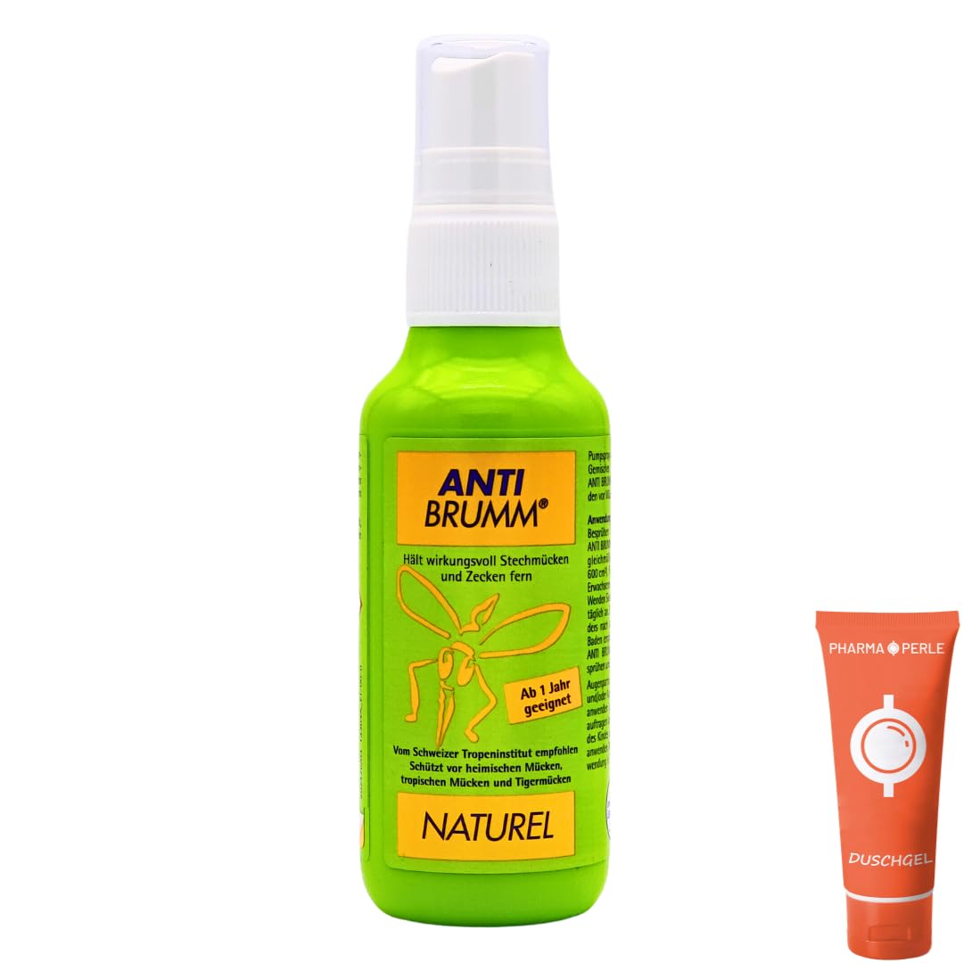 Anti Brumm Naturel Pumpspray 1x 75 ml I Schutz gegen Mücken und Zecken I auf natürlicher Basis I Mückenspray I Für zu Hause, Reisen I pflanzlich I Für Kinder ab 1 Jahr I Spar-Set plus Pharma Perle