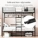 Mixcous Twin Over Twin Bunk Bed, Convertible Twin Bunk Bed w/Desk & Storage & 2 Seat, Heavy Duty Metal Twin Loft Bed Frame with Safety Guardrails & EVA Padded Ladder for Teens(Cushion not Included)