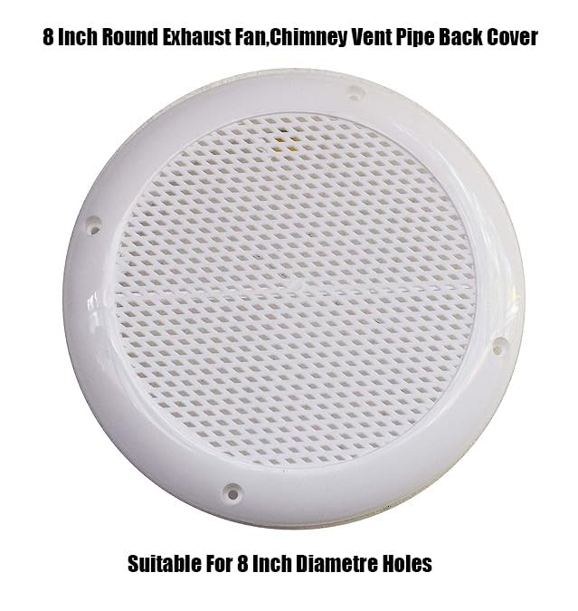 Image of Wall Exhaust Fan Chimney Vent Pipe Back Cover and Mosquito Net Dust Controller White Round Shape (for 8 Inch Round Holes Pack of 3)