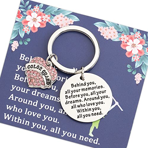 FEELMEM Flag Girl Charm Jewelry Behind You All Your Memories Color Guard Keychain Color Guard Senior Grad Jewelry Gift