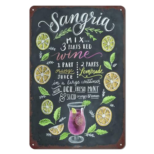 Vintage Sangria Bar Metal Tin Sign