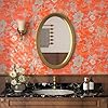 FunStick Orange Red Self Adhesive Wallpaper Floral Vintage Tropical Floral Wallpaper for Bathroom Watercolor Sticky Back Plastic Patterned Waterproof Orange Red Vinyl Wrap Flowers for Walls 44.5CM×3M #2