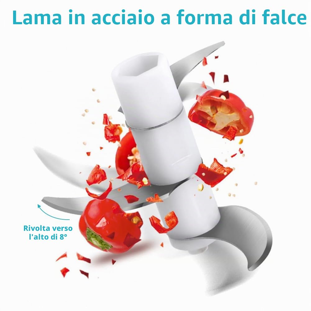 CEWROM Tritatutto elettrico da cucina, 350 ml, tritatutto elettrico, tritatutto per carne, cipolle, aglio