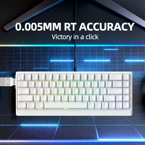 Image of IROK ND68 68 Keys Wired Magnetic Switch Keyboard, 0.005MM RT Accuracy, 8KHZ Polling Rate /Latency As 0.125MS /256KHZ Single Key Scan Rate /ARGB,Hot Swappable,Gasket Structure Gaming Keyboard(White)