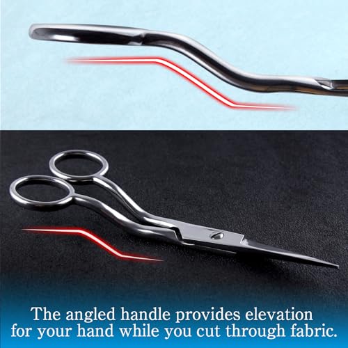 SPEEDWOX Applique Scissors Without Duck Bill Curved Embroidery Scissors 6" Bent Handle Curved Embroidery Scissors for Art Crafting - Image 2