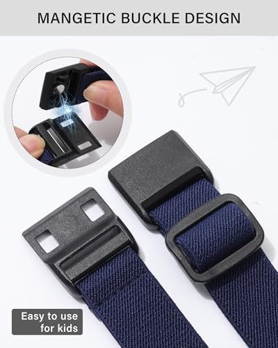 AWAYTR Kids Magnetic Belt for Girls - 3 Pack Toddler Boys Adjustable Elastic Belt for School Uniform Jeans2