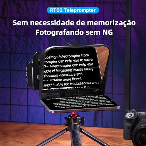 Image of ULANZI RT02 Universal Teleprompter for Tablets, Smartphones and Cameras with Remote Control and 5 Camera Lens Adapter Rings with Cold Shoe Mount and 1 /4 inch Threaded Hole