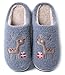 Vunavueya Femmes Chausson Hommes Peluche Pantoufle Hiver Chaussures de Maison Chaude Fourrées Doublée Mules Slippers Mixte Adultes Bleu -C 38/39 EU=40-41CN