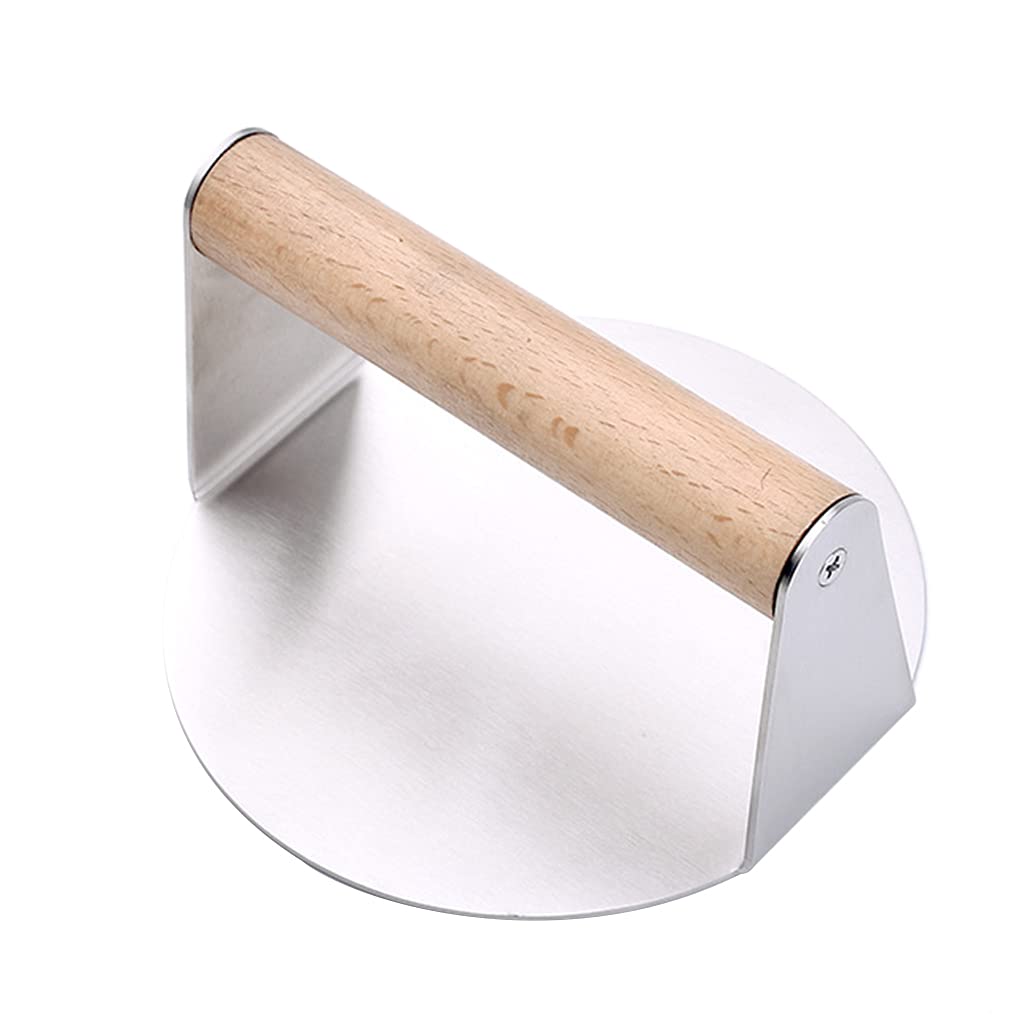 TFAOYS Stainless Steel Burger Press Handheld Patty Maker for Steak Paninis Flatbreads Sandwiches Easy to Use Stainless Steel and Basting Cover