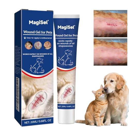 MagiSel Wundgel für Hunde, Wundsalbe für Hunde & Katzen, Natürliche Inhaltsstoffe, Reduziert Juckreiz Und Hautirritationen, für alle Tierarten geeignet (20ml)