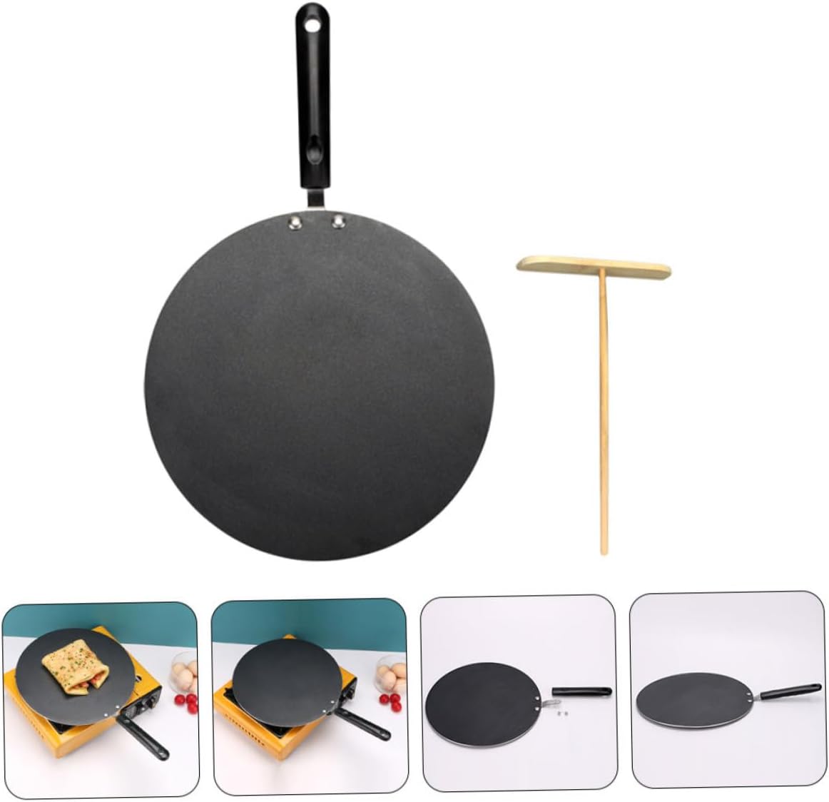 1set Flat Cooking Pan Non Stick Frying Pan Home Skillet Pancake Pot Kitchen Restaurant Supply