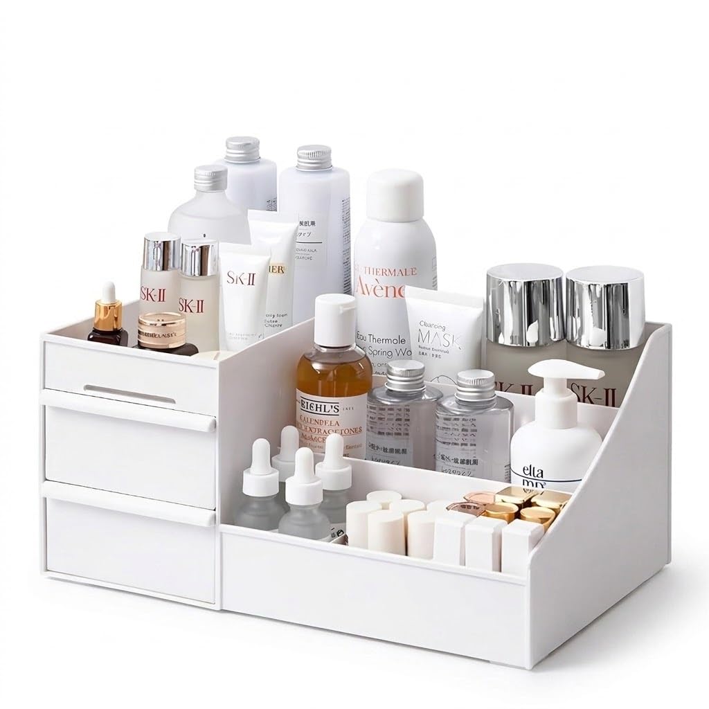 Hetrix Makeup Organizer with Drawers and Multi Section Compartments for Lipstick Perfume Cream Brush Skincare Products Organizing Use-image-36