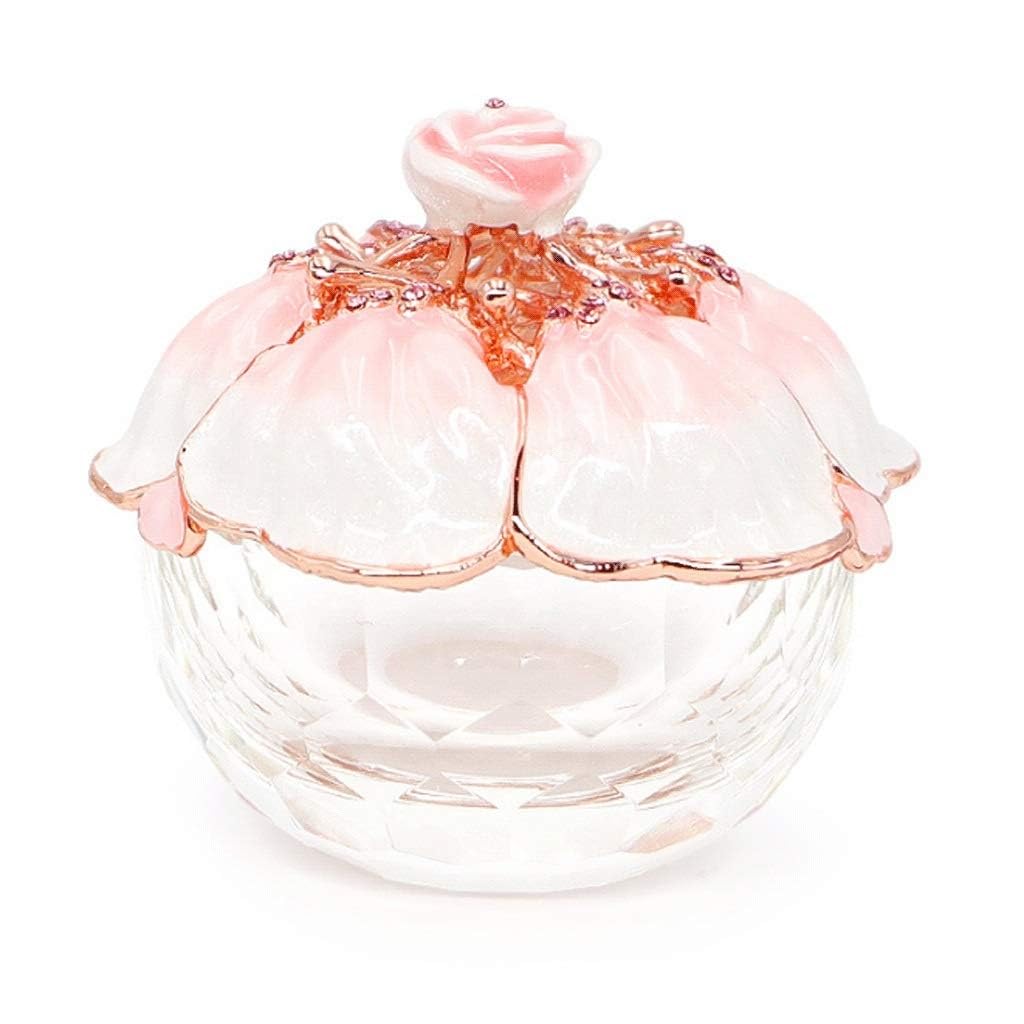 Schmuckschatullen Schmuckschatulle aus Glas mit Deckel aus Blechlegierung, kleine rosa Schmuckschatulle für Ringe, Halsketten, Andenken-Organizer, Schmucketui, Geschenk