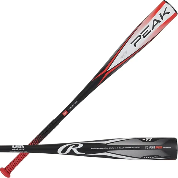 Rawlings | Peak Baseball Bat | USA | -5 / -10 / -11 Drop | 2 5/8" Barrel | 1 Pc. Alloy