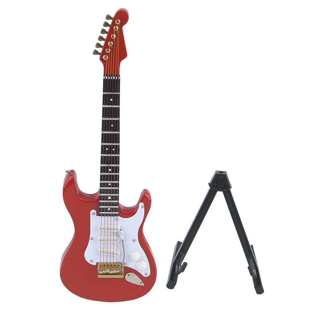 Mini Klassische Gitarre MusikInstrument Holz E-Gitarre Ornamente Lindenholz Handwerk Rot Schwarz Wei? Kaffee 18 cm (roter)