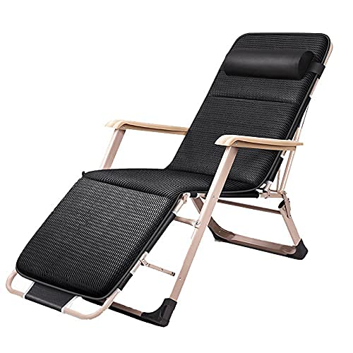LLSS Steel Pipe Thickened Folding Chair,Outdoor Portable Recliner, Fabric
