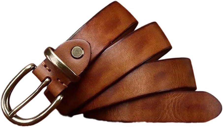 Women's Slim Leather Belt - 2.7 cm Solid Cowhide with Needle Buckle