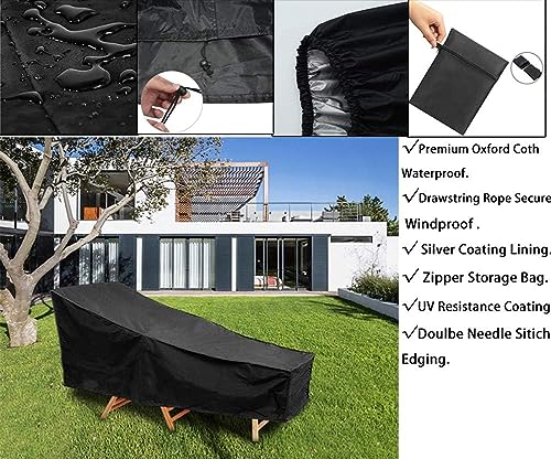 اغطية كراسي الشاطئ مقاومة للماء من قطعتين مصنوعة من مادة 210D متينة للحديقة في الهواء الطلق، غطاء سرير الشمس مقاوم للماء والاشعة فوق البنفسجية مع شنطة تخزين (210 × 75 × 40 / 80 سم)