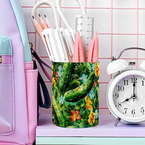 Pot à crayons fleurs et concombres idéal pour bureau et école - 8