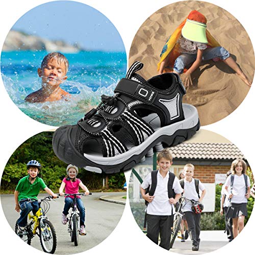 Jmfchi Fashion Boys Sandals Kids Sports Sandals Outdoor Sandals Hiking Athletic Closed-Toe Beach Sandals Girls Summer Pool Shoes Water Shoes Quick-Drying For Toddler Little Kid Big Kid Grey Size 4 #TOP6