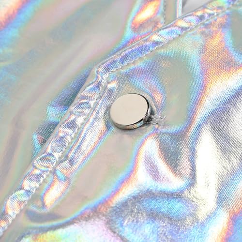 Men's V Neck Vest Top Shiny Metallic Waistcoat Button Down Holographic Jacket Sleeveless Gilet Pocket Party Cocktail4