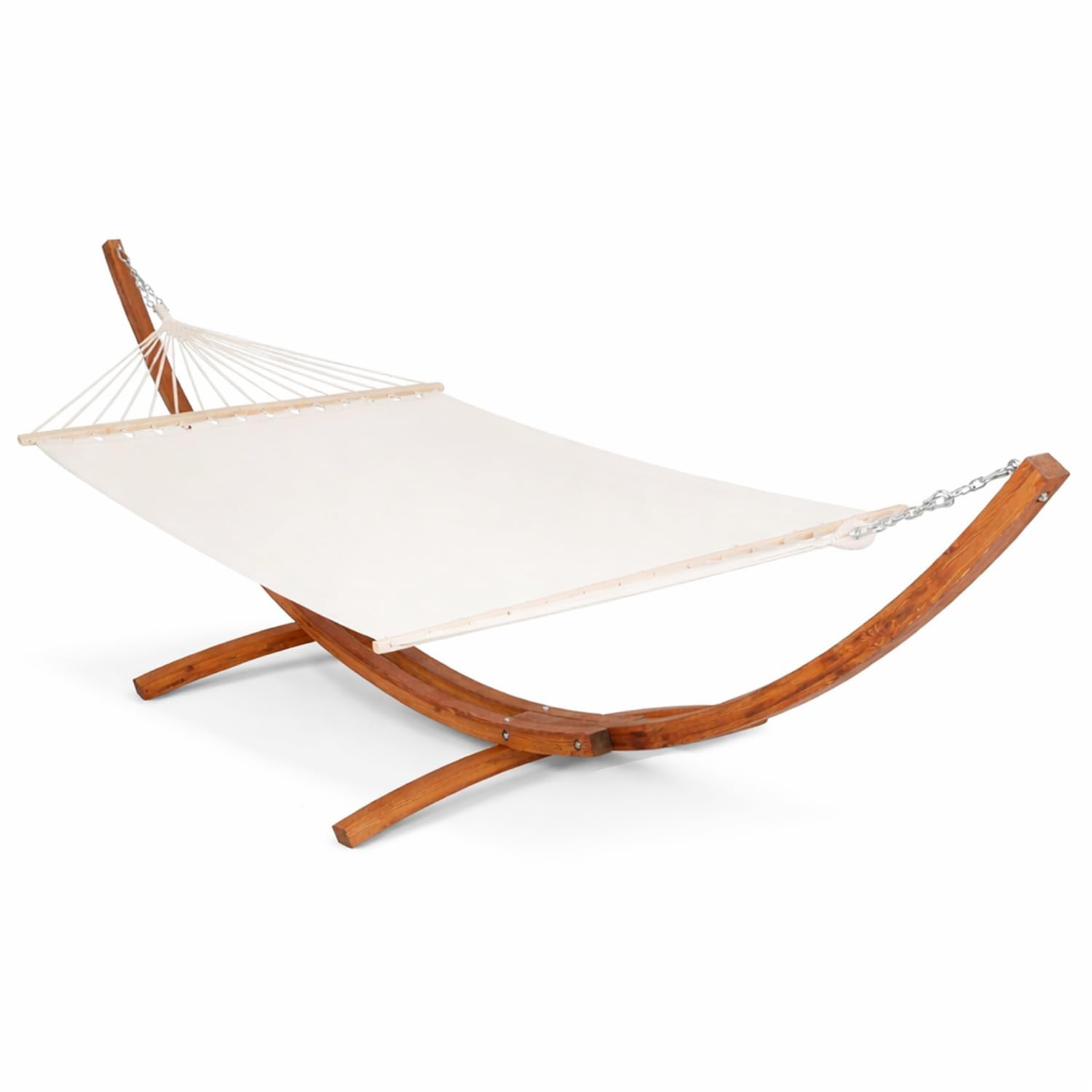 Amaca XXL Matrimoniale Con Supporto In Legno Per 2 Persone Ideale Per Giardino Patio Piscina Terrazzo Struttura Resistente Portata 200 Kg Design Elegante 415 x 120 x 124 Cm Beige