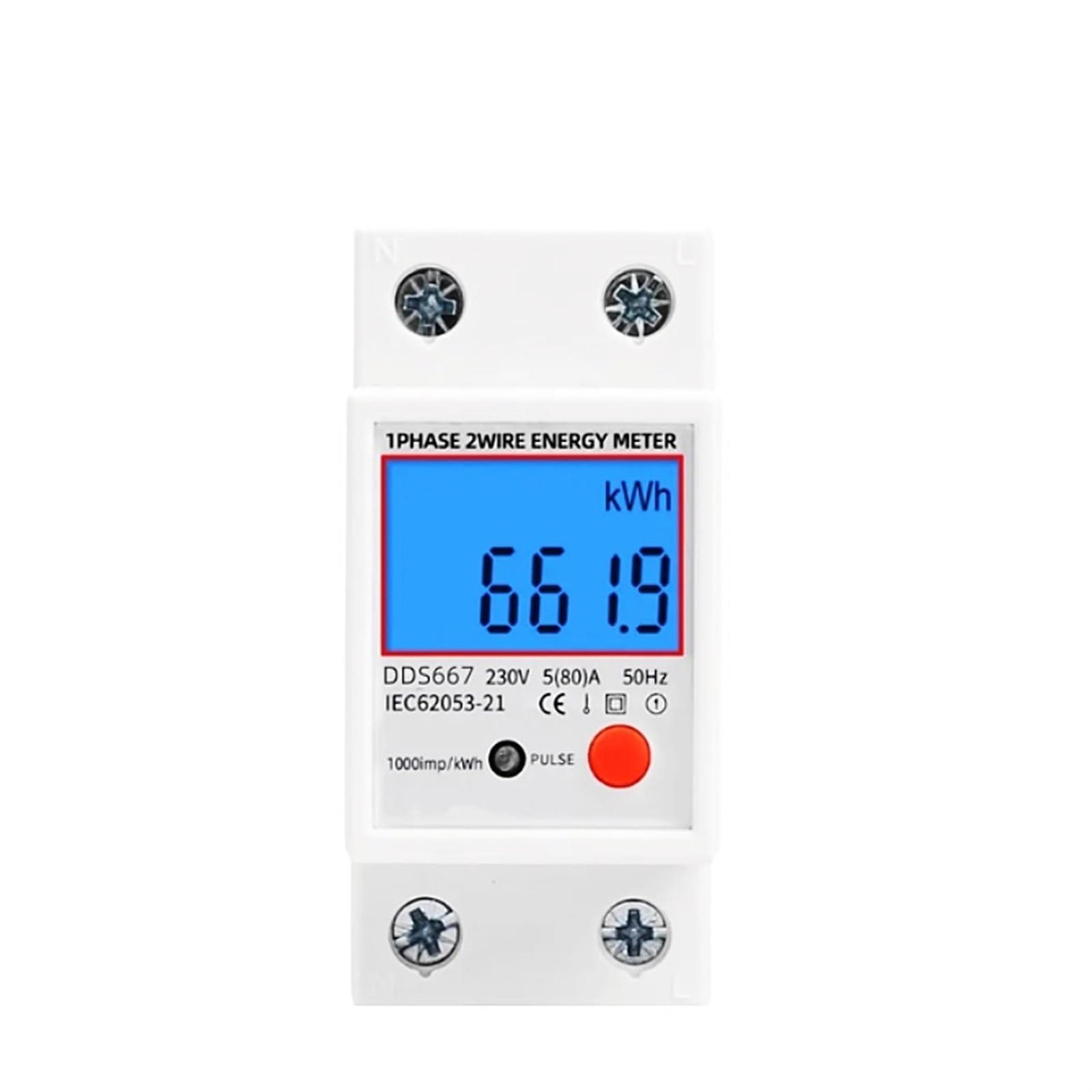 Jednofazowy, dwuprzewodowy, cyfrowy wyświetlacz, watomierz, zużycie energii, licznik energii elektrycznej, KWh, AC 230 V, 50 Hz, 1 szt. (bez podświetlenia)