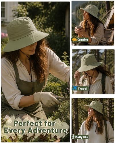 Image of Water-Resistant Bucket Hat for Women Men Rain Hat UPF 50+ Boonie Sun Hat Foldable Summer Floppy Fishing Safari Hats