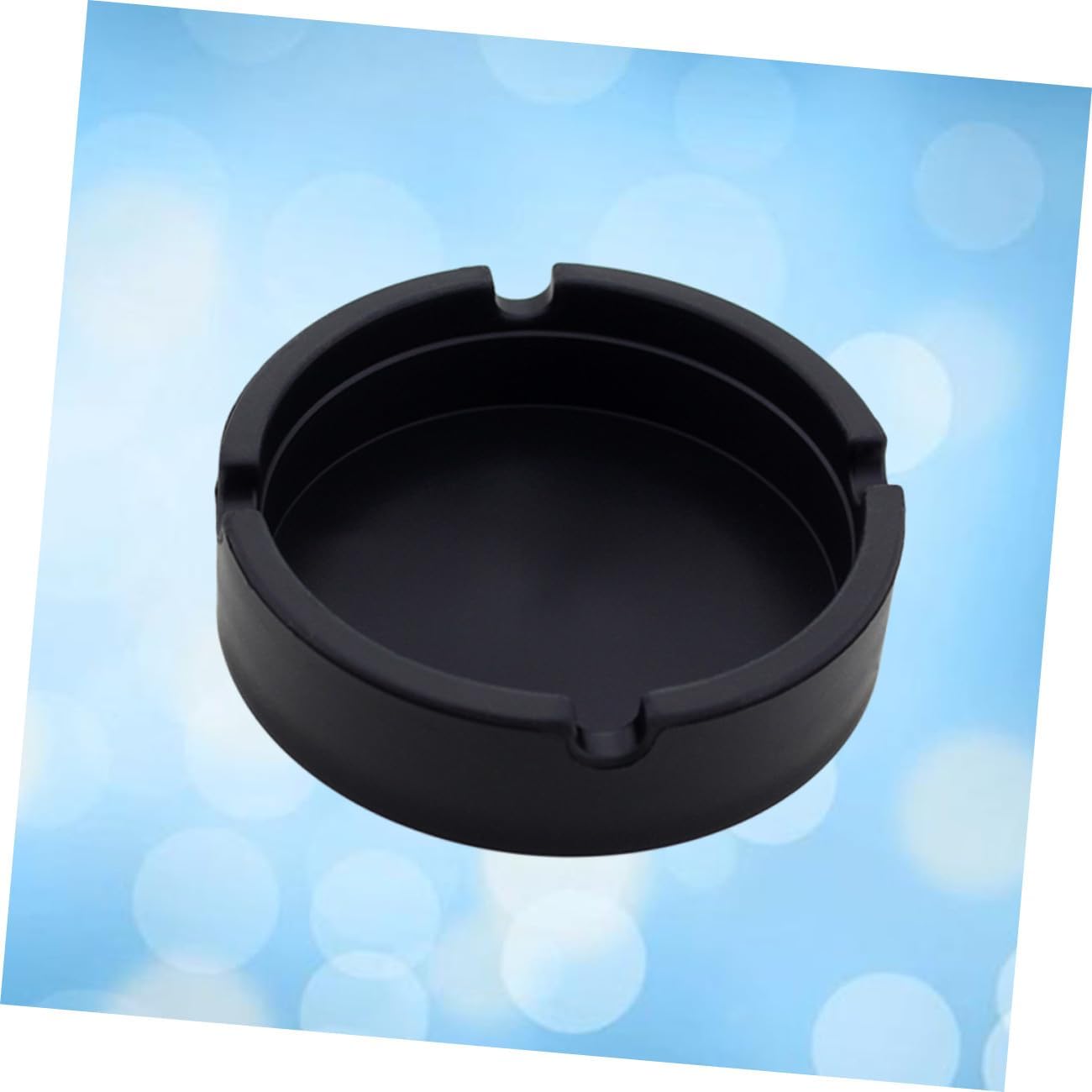 Healifty 1pc Outdoor Silicone Ashtray: Unbreakable Heat Resistant Rubber for Patio Deck Poolside - Portable Black Ash Tray for Office Home Decor