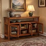 Angel Furniture Sheesham Wood Crockery Cabinet with Three Door in CM 140x40x82 (Honey Finish)