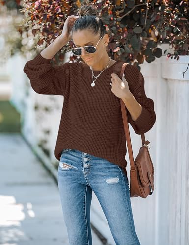 Image of MEROKEETY Women's Fall Long Sleeve Waffle Knit Oversized Sweater