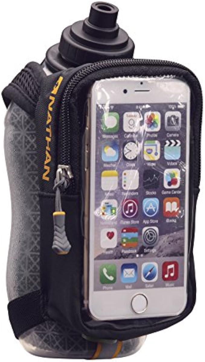 Nathan SpeedView Flask, Handheld Water Bottle & Phone Case Holder, Insulated for Running & Walking, 18oz