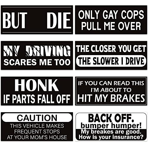Auto Sticker 8 Pieces Funny Car Decals Truck Stickers Funny Bumper Stickers Decorative Vehicle Automotive Decals For Car Truck Motorcycle Wall Laptop, 8 X 3 Inches (Vinyl) #TOP8