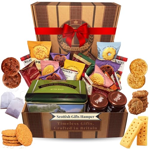 Luxury Scottish Gifts Hamper Afternoon Tea Hamper for 2 Contains Scotlands Finest Tea Jams Shortbread and Biscuits Gift Set. Heritage Lordingtons Tea Gifts for Women and Men