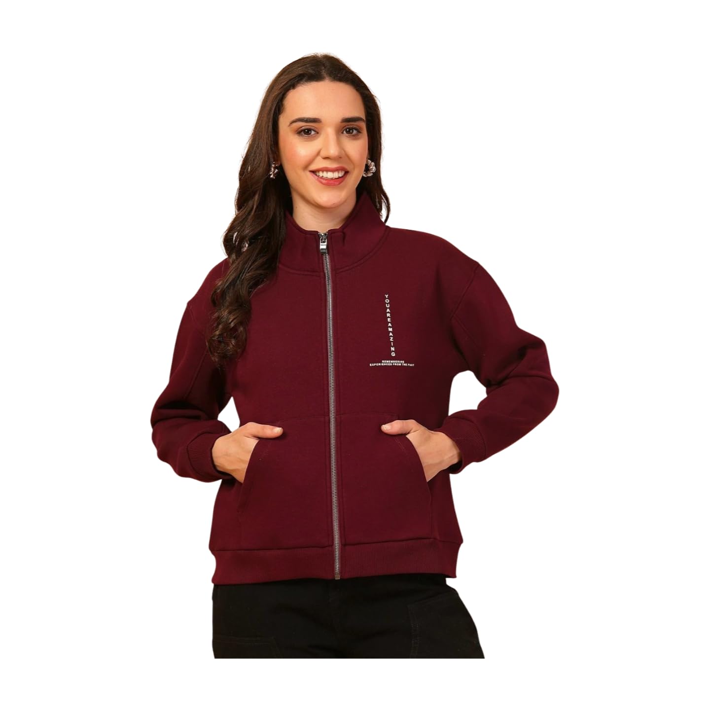 Women Graphic Printed Mock Neck Sweatshirt-picture-29
