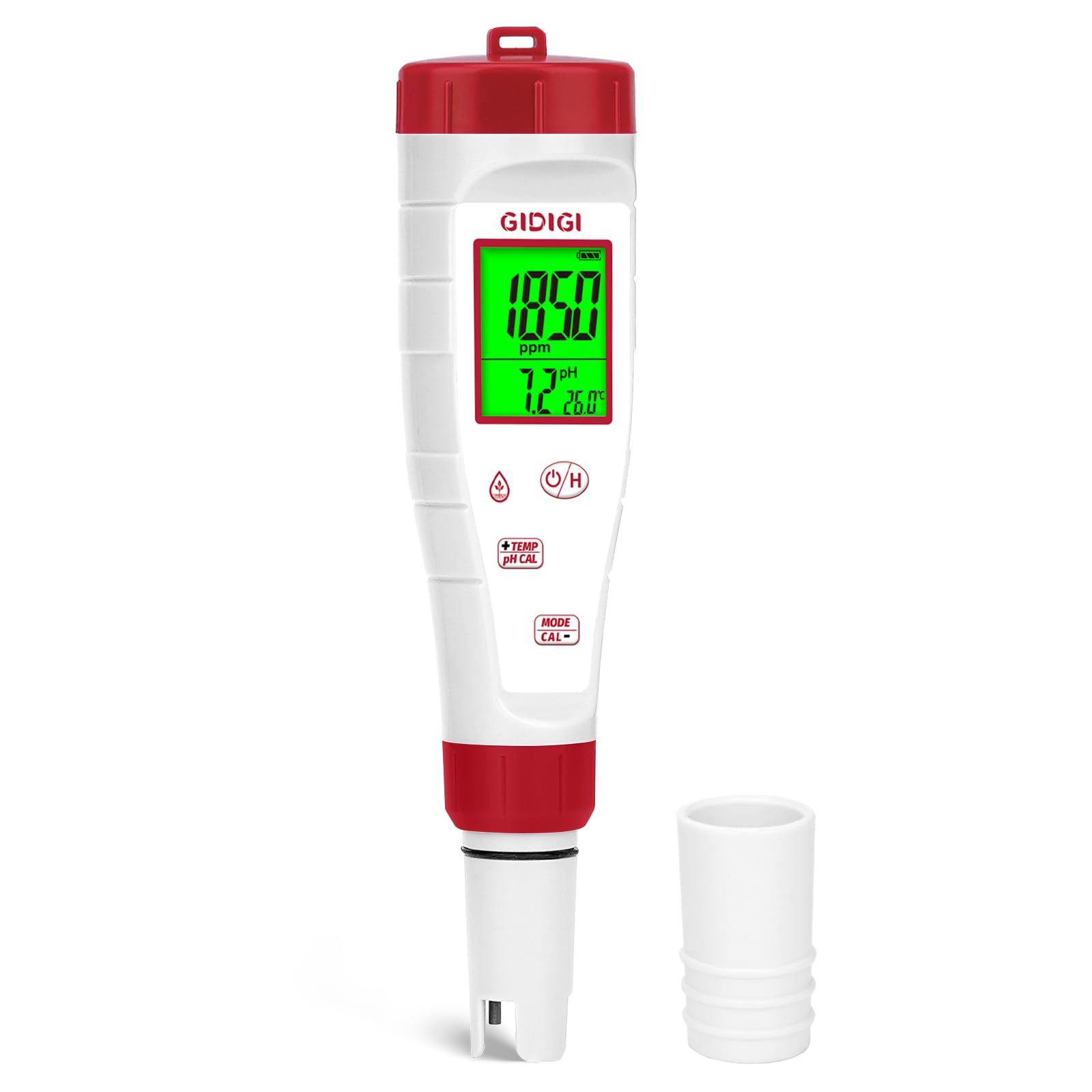 pH-mètre pour l'eau, 4 en 1 Testeur de pH et ppm,Affichage simultané du TDS, du pH, de la CE(conductivité) et de la température pour l'hydroponie, les piscines, les spas et l'eau domestique