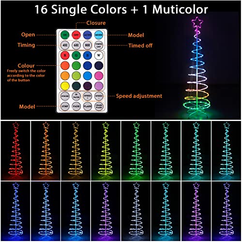 Ousheng Spiral Christmas Tree Outdoor Christmas Decorations, 16 Color Led Lighted Artificial Tree Decor For Yard Porch Indoor Outside With Remote, Timer, 5Ft #TOP2