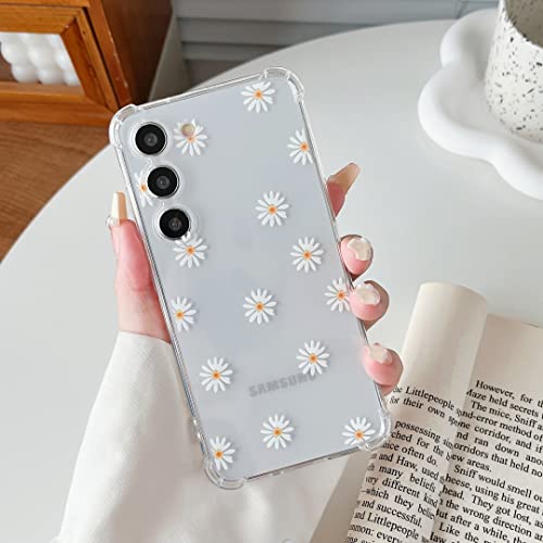 ZTOFERA Étui pour Samsung Galaxy S23, Coque Transparente en TPU Souple avec Motif Marguerite, Protection Ultra-Mince en Gel de Silicone Anti-Rayures pour...