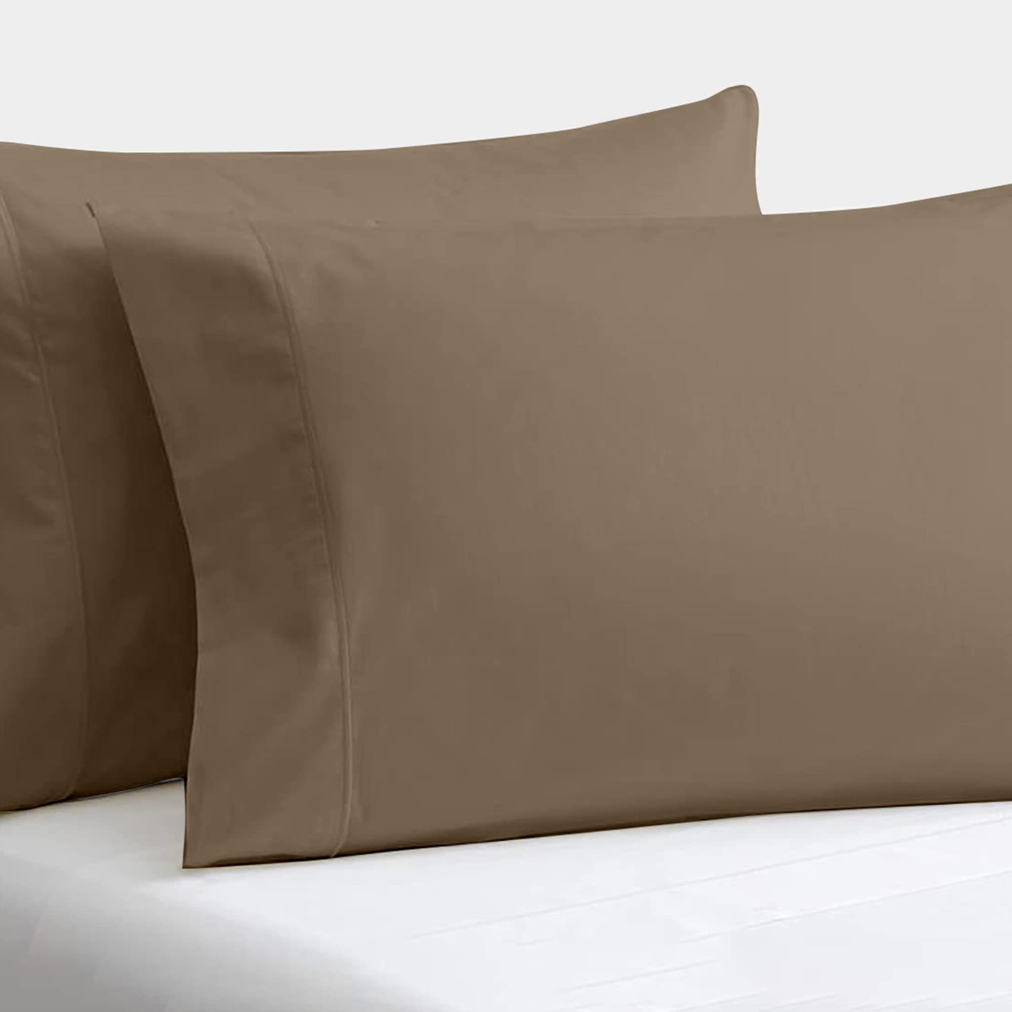 Set of 2 Pillow Cases 600 Thread Count 100% Egyptian Cotton Long Staple Pillowcase, Durable and Silky Soft Pillow Covers, Natural Luxurious Hotel Class Bedding (King, Taupe)