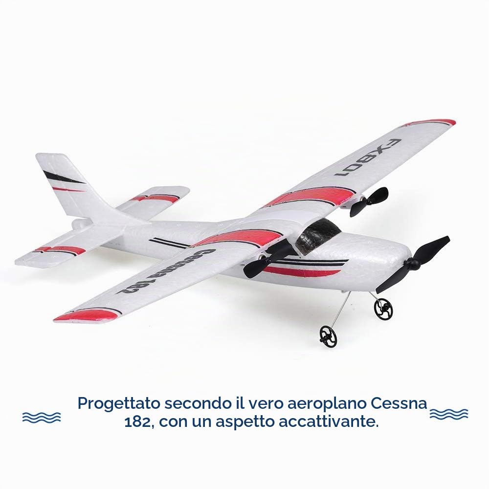 Goolsky FX801 Airplane Cessna 182 2.4GHz 2CH RC Aircraft Aircraft Outdoor Flight Toys per Bambini Ragazzi
