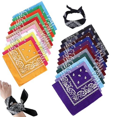 HaploS 23 Piezas Bandana Paisley, Pañuelo Rockero, Cowboy Bandana, Pañuelos de Colores Unisex Para Poliéster Cuello, Diseño de Impresión Unico Para Cuello, Cabeza, Adultos y Niños, 55 X 55 cm