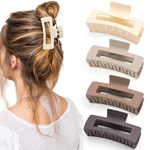 Canitor Matte Claw Clips 4-Pack – Neutral Rectangular Banana Claws