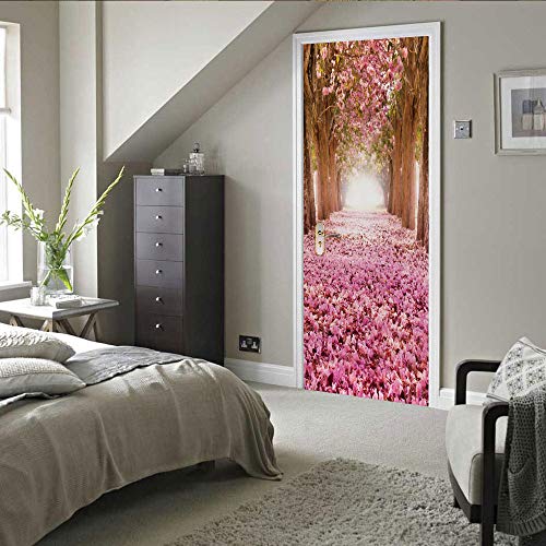 Sticker porte effet 3D pour masquer les imperfections du mur de cuisine - 3