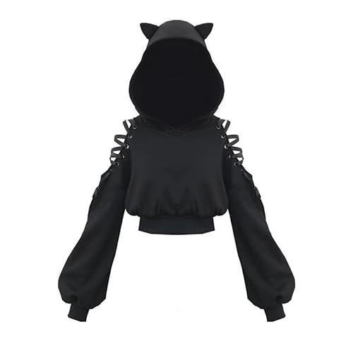 Black Mall Goth Harajuku T-shirt Women Punk Alt Fairy Grunge Top Hoodie Dark Academia Aesthetic Emo Alternative Kpop Clothes - XL - Black