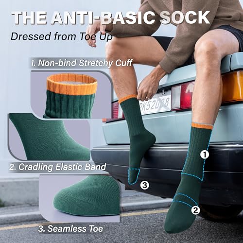 Image of Slouch Cotton Socks, Scrunch Thin Fashion Colorful Soft Breathable Crew Calf for Women and Men, 4 Pairs