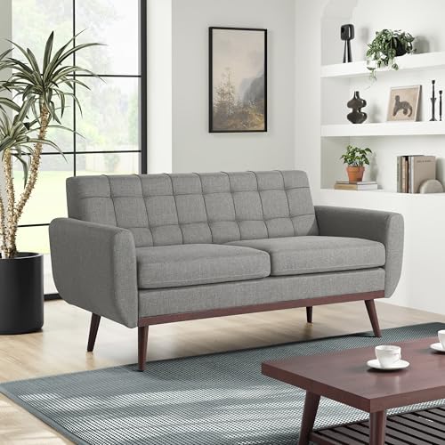 Serta® David 61.2" Modern Sofa, Tufted Back Cushion, Rounded Arms,