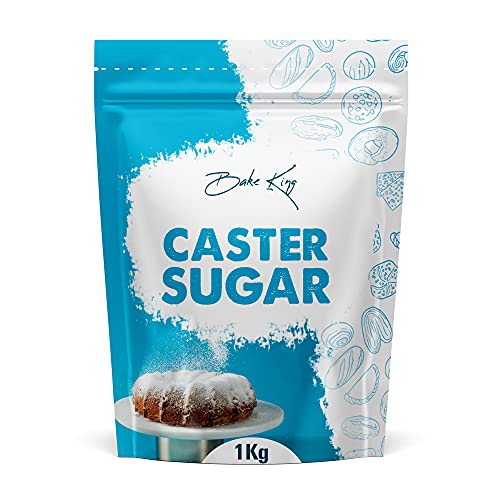 Image of BAKE KING Caster Sugar 1kg, Natural Sulphur less Pure White Sugar, Castor Sugar for Baking, Finely Granulated Free-Flowing Sweetener