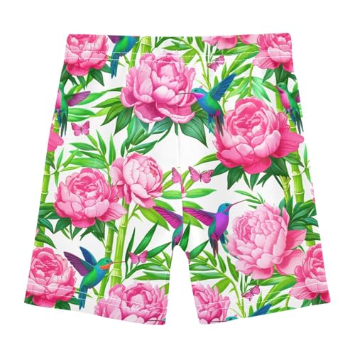 Peonies Butterfly Floral Girls Bike Shorts Toddler Athletic Dance Under Skirts Dance Shorts for Sports,4T2