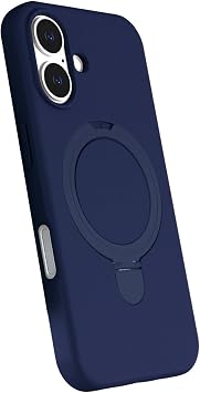 Coverzone iPhone 17 ile uyumlu Kılıf MagSafe ile uyumlu MP-Regal Katlanabilir Standlı El parmak geçmeli Kablosuz Şarj Destekli Lacivert