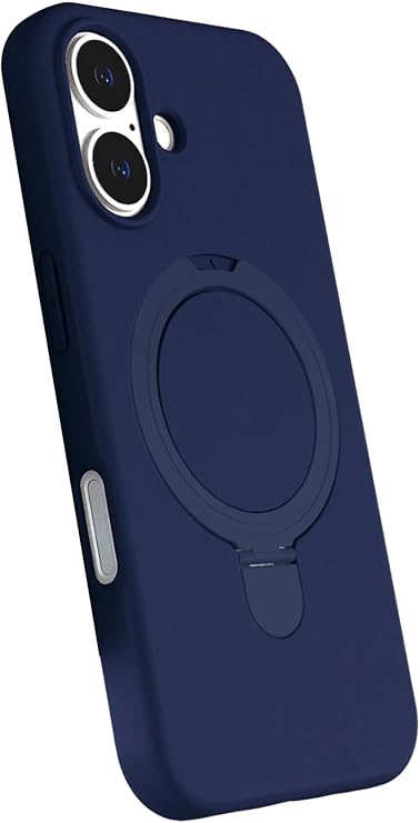 Coverzone iPhone 17 ile uyumlu Kılıf MagSafe ile uyumlu MP-Regal Katlanabilir Standlı El parmak geçmeli Kablosuz Şarj Destekli Lacivert